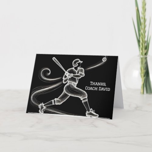 Neon Baseball Player Thank You Card