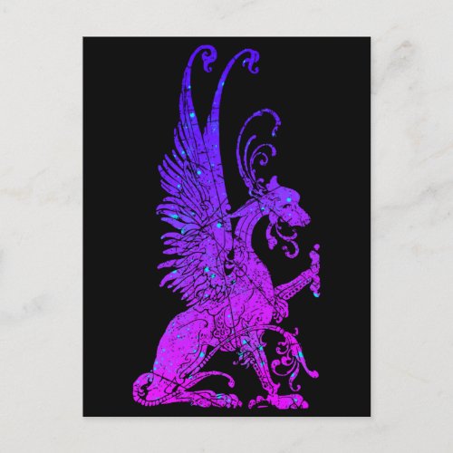 Neon Basilisk Monster Symbol Dragon Ancient Beast Postcard
