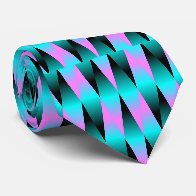 Neon Basket Weave Print Necktie (Rolled)