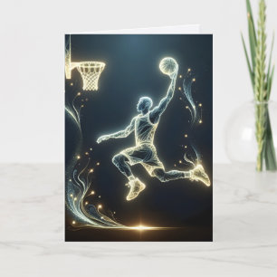 Neon Basketball Player Coach Thank You Card