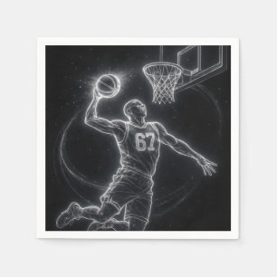 Neon Basketball Player Number 67 Napkins
