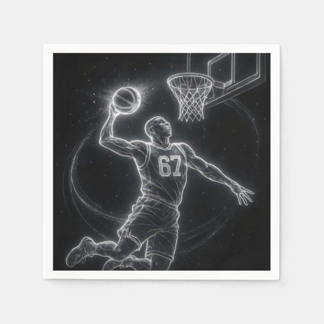 Neon Basketball Player Number 67 Napkins (Front)