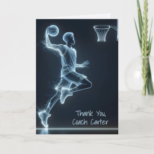 Neon Basketball Player Thank You Card