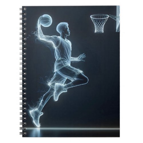 Neon Basketball Player With Light Trails Notebook