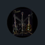 Neon Bass Clock<br><div class="desc">Three Vintage Bass Guitars On A High Quality Wall Clock</div>
