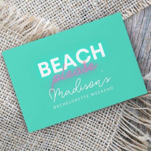 Neon Beach Please Colorful Minimalist Bachelorette Envelope