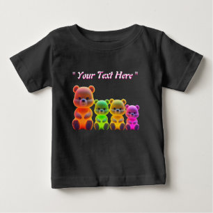Neon Bear Family Digital Art Baby T-Shirt