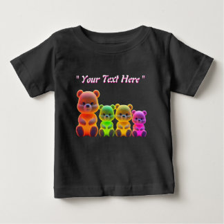 Neon Bear Family Digital Art Baby T-Shirt