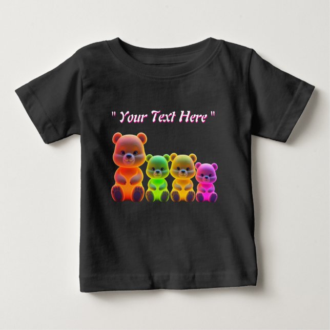 Neon Bear Family Digital Art  Baby T-Shirt (Front)