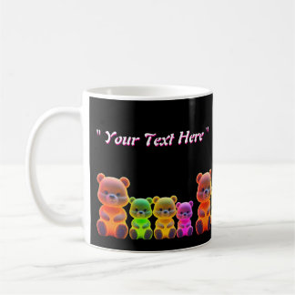 Neon Bear Family Digital Art Coffee Mug