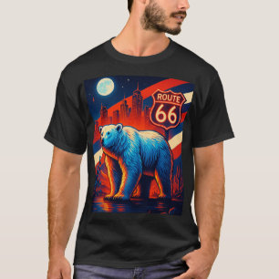 Neon Bear on Route 66 – Retro Travel Graphic T-Shi T-Shirt