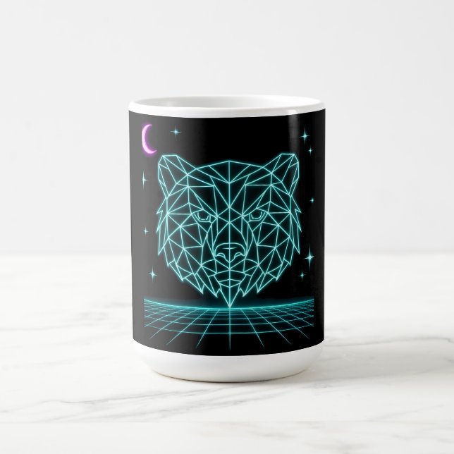 Neon Bear Synthwave - Retro Forest Beast Coffee Mug (Center)