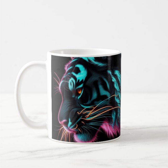 NEON BEAST IN THE DARK TIGER DESIGN COFFEE MUG (Left)