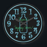 Neon Beer Bottle Add Name Happy Hour Clock<br><div class="desc">Add some style to your room with this sweet Neon Beer Bottle Add Name Happy Hour Clock</div>