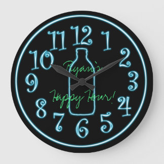 Neon Beer Bottle Add Name Happy Hour Clock