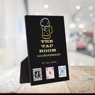 Neon Beer Mug Social Media QR Codes Plaque