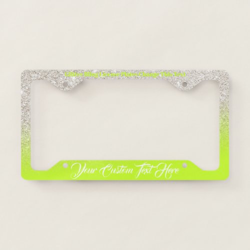 Neon Beige Lady Sparkle Bling License Plate Frame