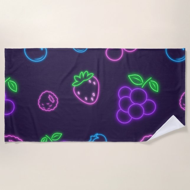 Neon Berry Pattern Beach Towel (Front)
