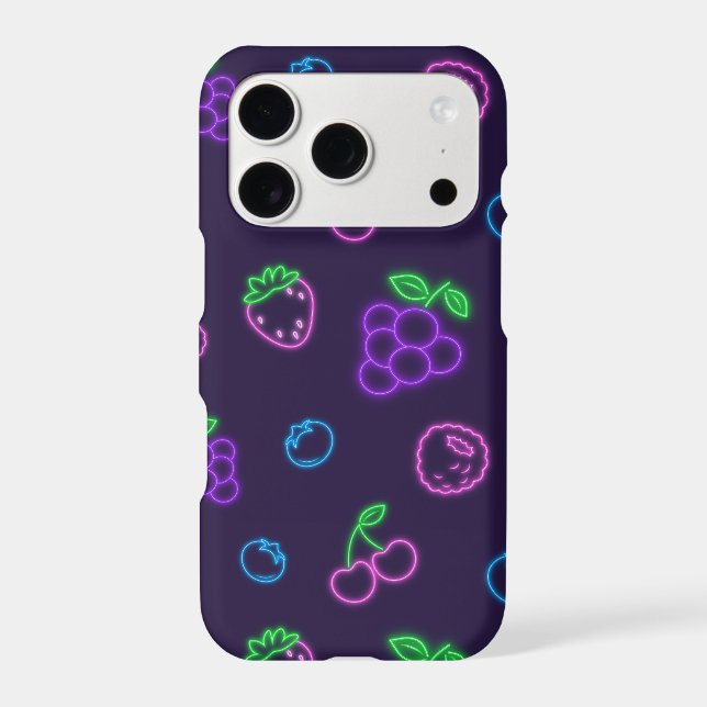 Neon Berry Pattern iPhone 17 Pro Case (Back)