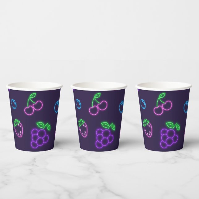 Neon Berry Pattern Party Paper Cups (Multi)