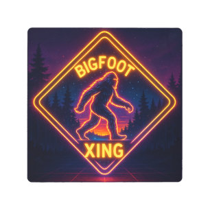 Neon Bigfoot Xing Sign
