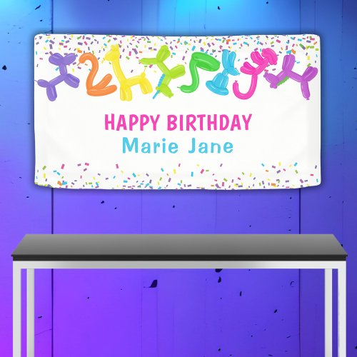 NEON BIRTHDAY ANIMALS BALLOONS BANNER