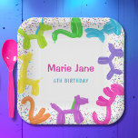 NEON BIRTHDAY ANIMALS BALLOONS PAPER PLATES<br><div class="desc">Neon Birthday animals balloons like dog,  giraffe,  horse and others for the perfect birthday party</div>