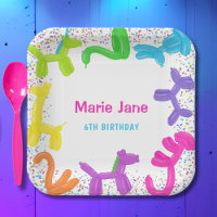 NEON BIRTHDAY ANIMALS BALLOONS PAPER PLATES