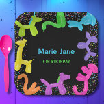 NEON BIRTHDAY ANIMALS BALLOONS PAPER PLATES<br><div class="desc">Neon Birthday animals balloons like dog,  giraffe,  horse and others for the perfect birthday party</div>