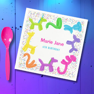 NEON BIRTHDAY ANIMALS BALLOONS PAPER PLATES NAPKINS