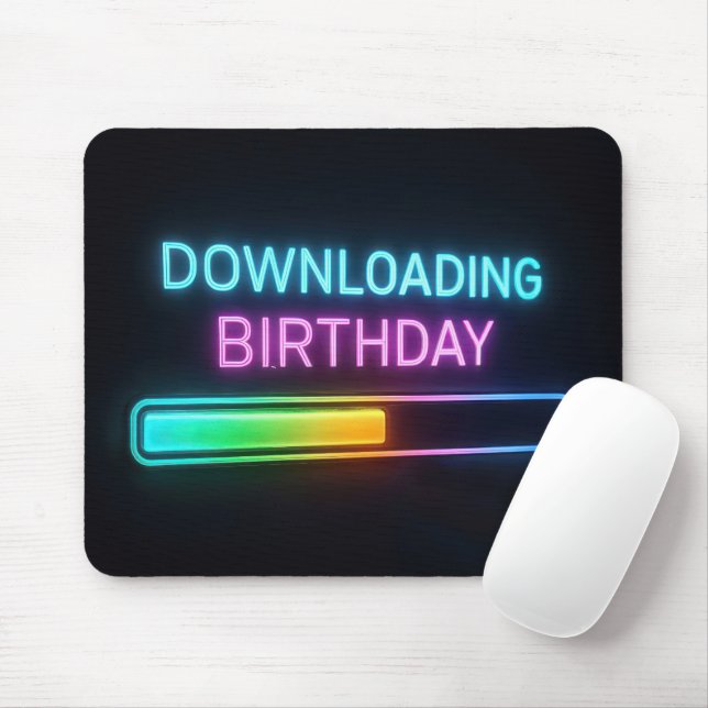 Neon Birthday Computer Loading Bar Mouse Pad (With Mouse)