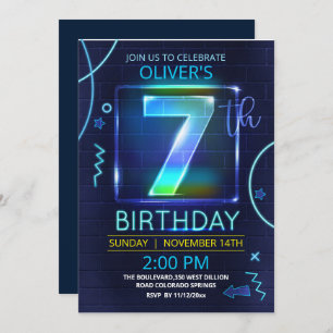 Neon Birthday Invitation