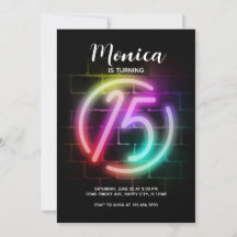 Neon Birthday invitation for Girl 15th Birthday