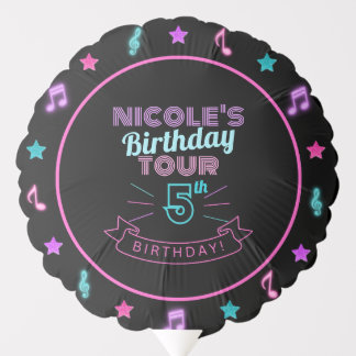 Neon Birthday Tour Music Birthday Balloon