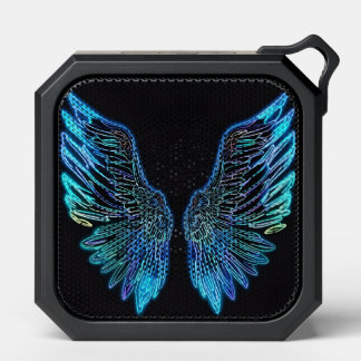 Neon Black and Blue Angel Wings Bluetooth Speaker