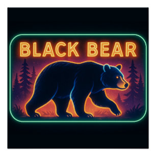 Neon Black Bear Poster