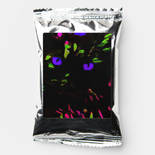 Neon Black Cat with Glowing Eyes Coffee Drink Mix