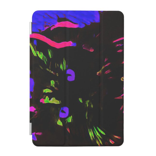 Neon Black Cat with Glowing Eyes iPad Mini Cover (Front)