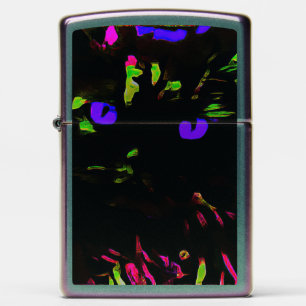 Neon Black Cat with Glowing Eyes Zippo Lighter