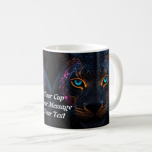 Neon Black Leopard's  Coffee Mug (Front Right)