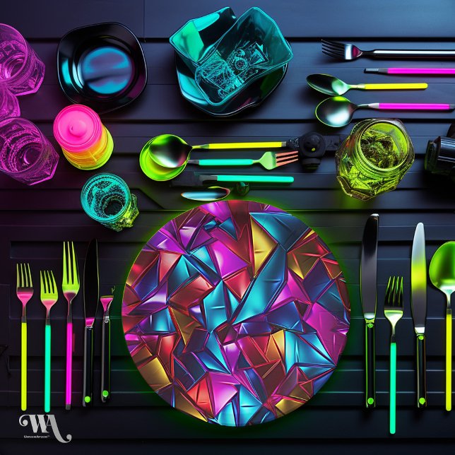 Neon Blacklight Abstract Stained Glass Paper Plates (Creator Uploaded)