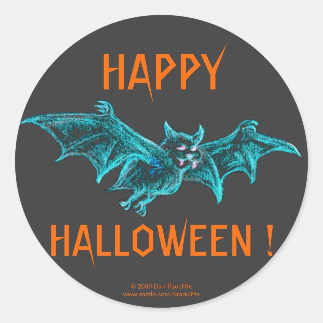 Neon Blacklight Bat Classic Round Sticker (Front)