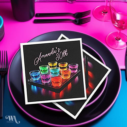 Neon Blacklight Jelly Shots Cocktail Birthday  Napkins