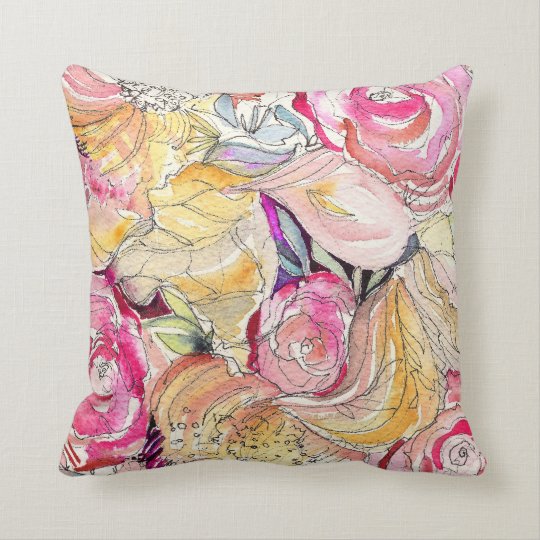 Neon Blooms Decorative Pillow