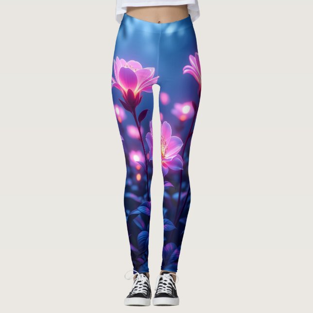 Neon Blossom Dreams Leggings (Front)