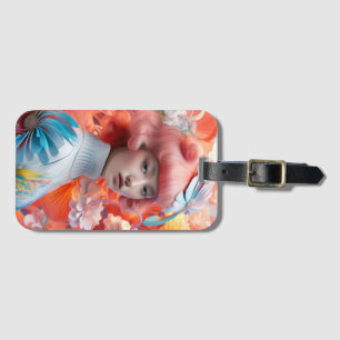 Neon Blossom Luggage Tag