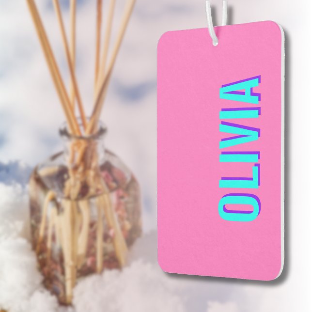 Neon Blue 3D Modern Name | Trendy Cool Pink Air Freshener (Creator Uploaded)