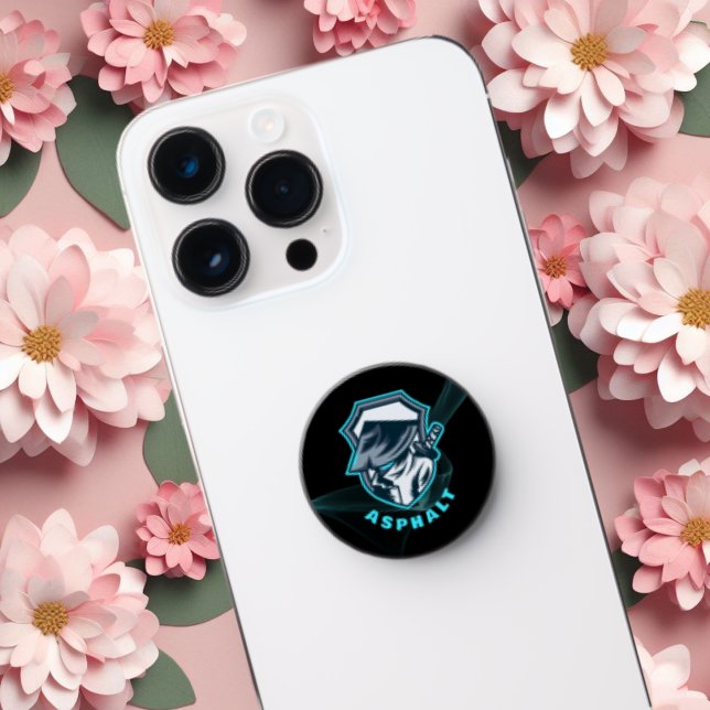 Neon Blue and Black Gamer Badge Popgrip PopSocket  (Creator Uploaded)