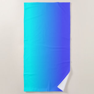 Neon Blue and Bright Neon Aqua Ombré Shade Color F Beach Towel