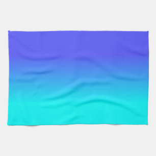 Neon Blue and Bright Neon Aqua Ombré Shade Color F Kitchen Towel